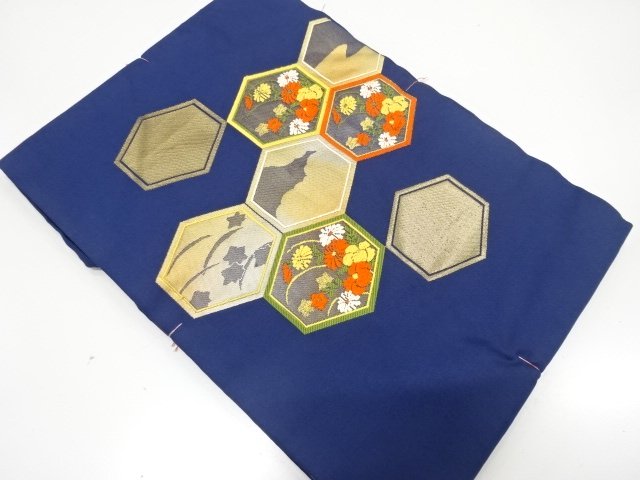 JAPANESE NAGOYA OBI / UNUSED / WOVEN KIKKO WITH FLOWER